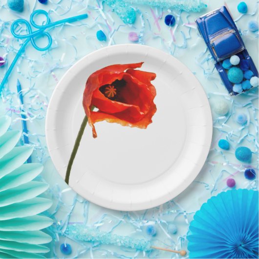 Rote Mohnblumen-Blume Pappteller (Party)