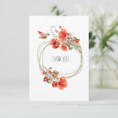 Rote Mohnblumen Blume Wasserfarben Kunst, Dichtung Dankeskarte (Stehend Vorderseite)