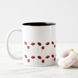 Rote Mohnblumen-Blume Zweifarbige Tasse