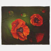 Rote Mohnblumen-Blumen Fleecedecke (Vorderseite (Horizontal))