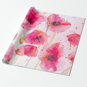 Rote Mohnblumen Blumen Floral Aquarell Geschenkpapier