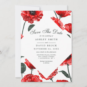 Rote Mohnblumen Blumen Hochzeit Vormerkkarte Save The Date