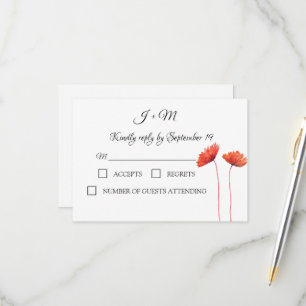 Rote Mohnblumen Blumen Moderne Klatschmohnblüten R RSVP Karte
