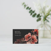 Rote Mohnblumen Blumen Schwarz Visitenkarte (Stehend Vorderseite)