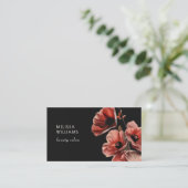 Rote Mohnblumen Blumen Schwarz Visitenkarte (Stehend Vorderseite)