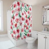 Rote Mohnblumen: Blumenbilder in Aquarellen Duschvorhang (Beispiel)