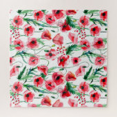 Rote Mohnblumen: Blumenbilder in Aquarellen Puzzle (Horizontal)