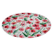 Rote Mohnblumen: Blumenbilder in Aquarellen Schneidebrett (Ecke)