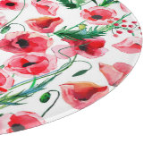 Rote Mohnblumen: Blumenbilder in Aquarellen Schneidebrett (Ecke)