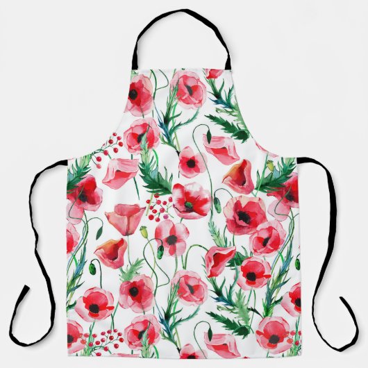 Rote Mohnblumen: Blumenbilder in Aquarellen Schürze (Vorderseite)