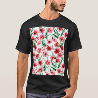 Rote Mohnblumen: Blumenbilder in Aquarellen T-Shirt