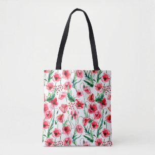 Rote Mohnblumen: Blumenbilder in Aquarellen Tasche