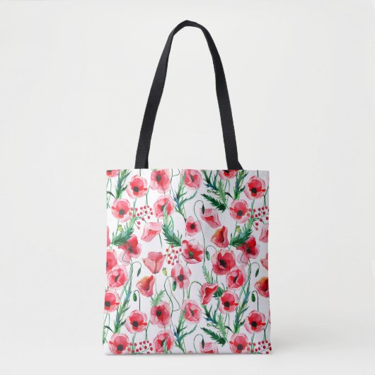 Rote Mohnblumen: Blumenbilder in Aquarellen Tasche (Vorderseite)