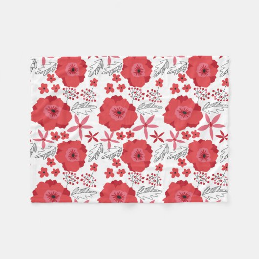 Rote Mohnblumen-BlumenFleecedecke Fleecedecke (Vorderseite (Horizontal))