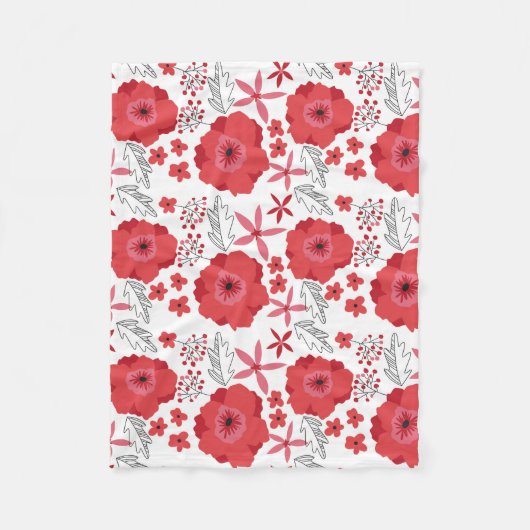 Rote Mohnblumen-BlumenFleecedecke Fleecedecke (Vorderseite)