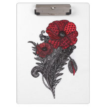 Rote Mohnblumen-Blumenkunst Clipboard