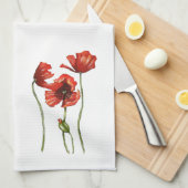 Rote Mohnblumen-Blumenmuster-Geschirrtücher Geschirrtuch (Viertel Falte)