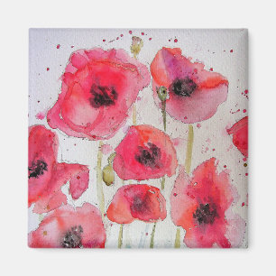 Rote Mohnblumen-Blumenmuster-Papier-Party-Teller Magnet