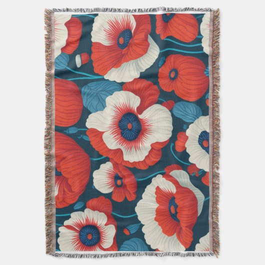 Rote Mohnblumen  Decke (Vorderseite Vertikal)