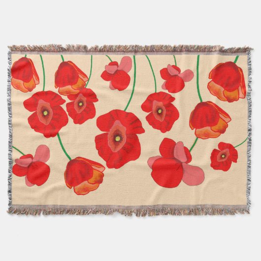 Rote Mohnblumen Decke (Vorderseite)