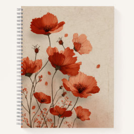 Rote Mohnblumen. Deluxe-Spirale  Notizblock