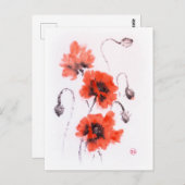 Rote Mohnblumen, Farbe und Aquarell Postkarte (Vorne/Hinten)