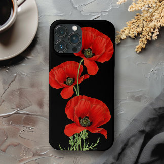 Rote Mohnblumen Farbige Vintage-Botanik iPhone 13 Pro Max Hülle