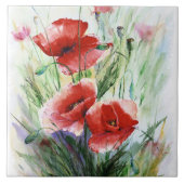 Rote Mohnblumen, feines Aquarell durch N.Stangrit Fliese (Vorderseite)