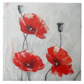 Rote Mohnblumen, feines Öl auf Leinwand durch Fliese (Vorderseite)