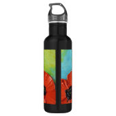 Rote Mohnblumen-Flasche Edelstahlflasche (Rückseite)