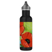 Rote Mohnblumen-Flasche Edelstahlflasche (Rechts)