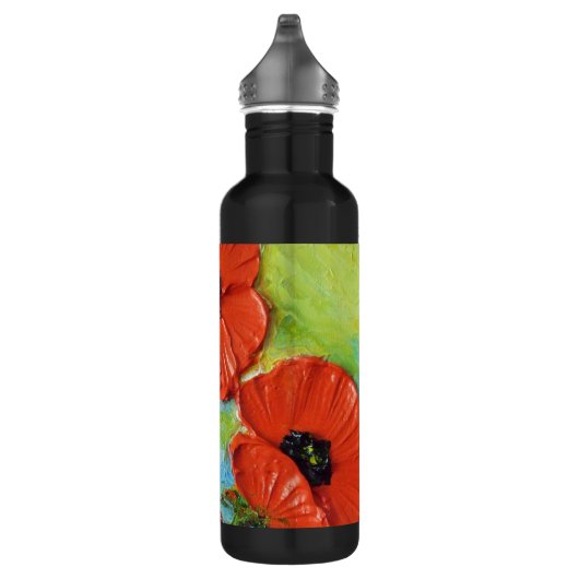 Rote Mohnblumen-Flasche Edelstahlflasche (Rechts)