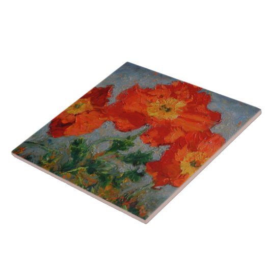 Rote Mohnblumen-Fliese Fliese (Seite)