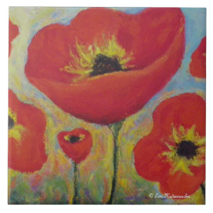 Rote Mohnblumen-Fliese Fliese