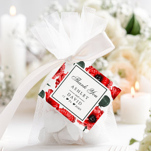 Rote Mohnblumen Florale Hochzeits-Dankeschön Geschenkanhänger