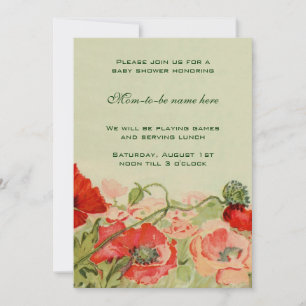Rote Mohnblumen Florale Wiese Baby Shower Einladung
