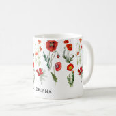 Rote Mohnblumen-Florals Kaffeetasse (VorderseiteRechts)