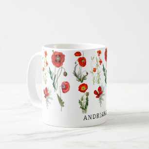 Rote Mohnblumen-Florals Kaffeetasse