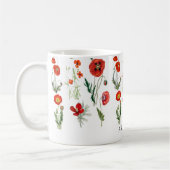 Rote Mohnblumen-Florals Kaffeetasse (Links)