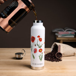 Rote Mohnblumen-Florals Trinkflasche