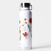 Rote Mohnblumen-Florals Trinkflasche (Rückseite)
