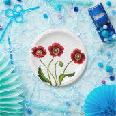 Rote Mohnblumen-Garten-Blumen-PapierTeller Pappteller (Party)