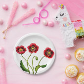 Rote Mohnblumen-Garten-Blumen-PapierTeller Pappteller (Party)