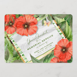 Rote Mohnblumen-Garten-Grüntöne-Erinnerungsservice Einladung