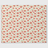Rote Mohnblumen Geburtstag Geschenkpapier (Flach)