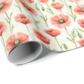Rote Mohnblumen Geburtstag Geschenkpapier (Rolleneckpunkt)