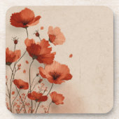 Rote Mohnblumen Getränkeuntersetzer (Vorderseite)