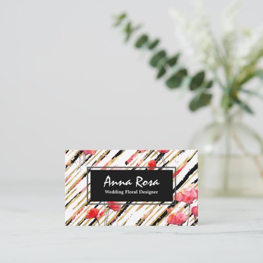 *~* rote Mohnblumen-Glitzer-mit Visitenkarte (Stehend Vorderseite)