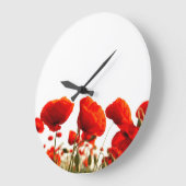 Rote Mohnblumen Große Wanduhr (Winkel)