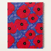 Rote Mohnblumen handillustriertes florales Muster Planer (Rückseite)